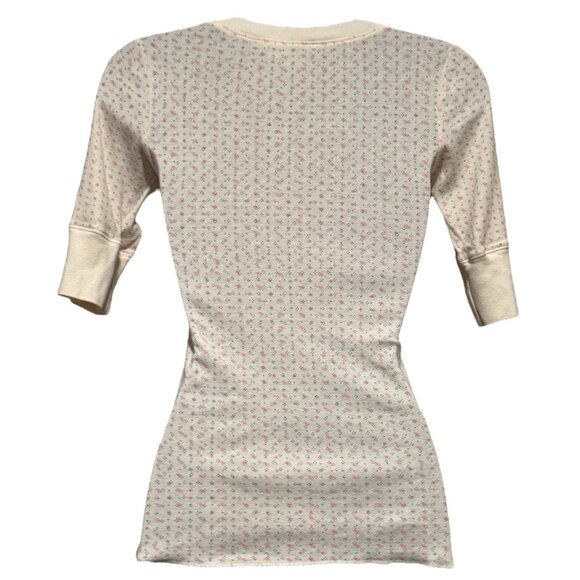 Abercrombie & Fitch Y2K Pointelle Moose Print Fitted Baby Tee Cream Womens Small - Picture 3 of 8